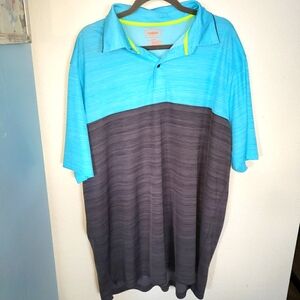 Foundry Active Polo Shirt Mens 2XLT Blue Gray Short Sleeve Colorblock